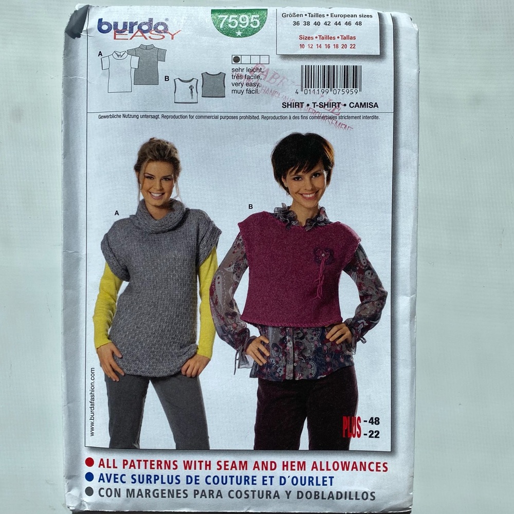 🧵 2 for 22$ 🧵 BURDA Sewing Pattern 7595
